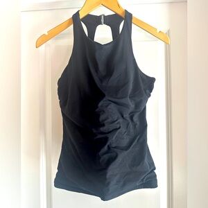 Athleta Black Fitted Swim Ruched Top 34 B/C